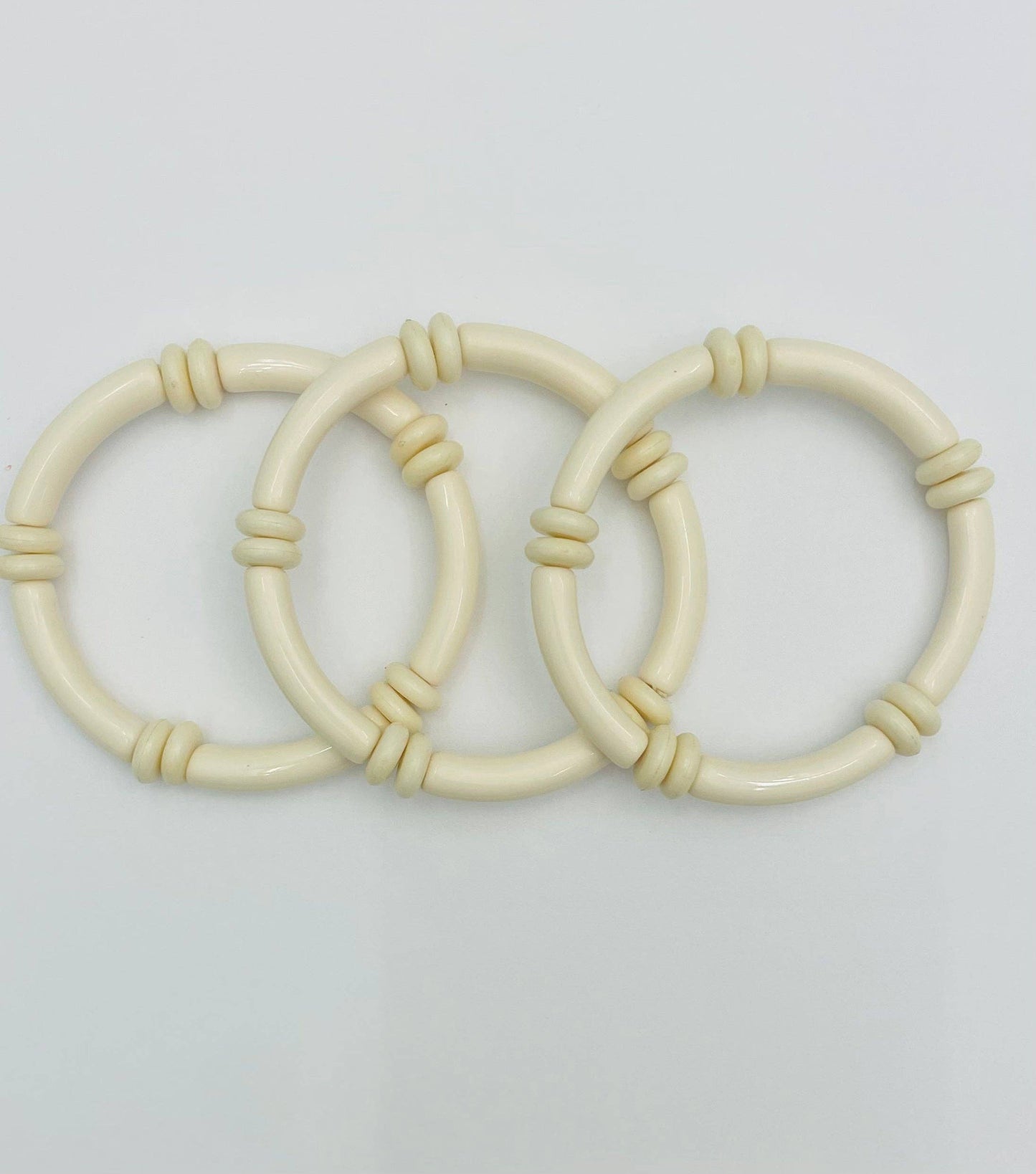 Bracelet - Skinny Tube Bracelet Set w/beads (ecru) BBR251