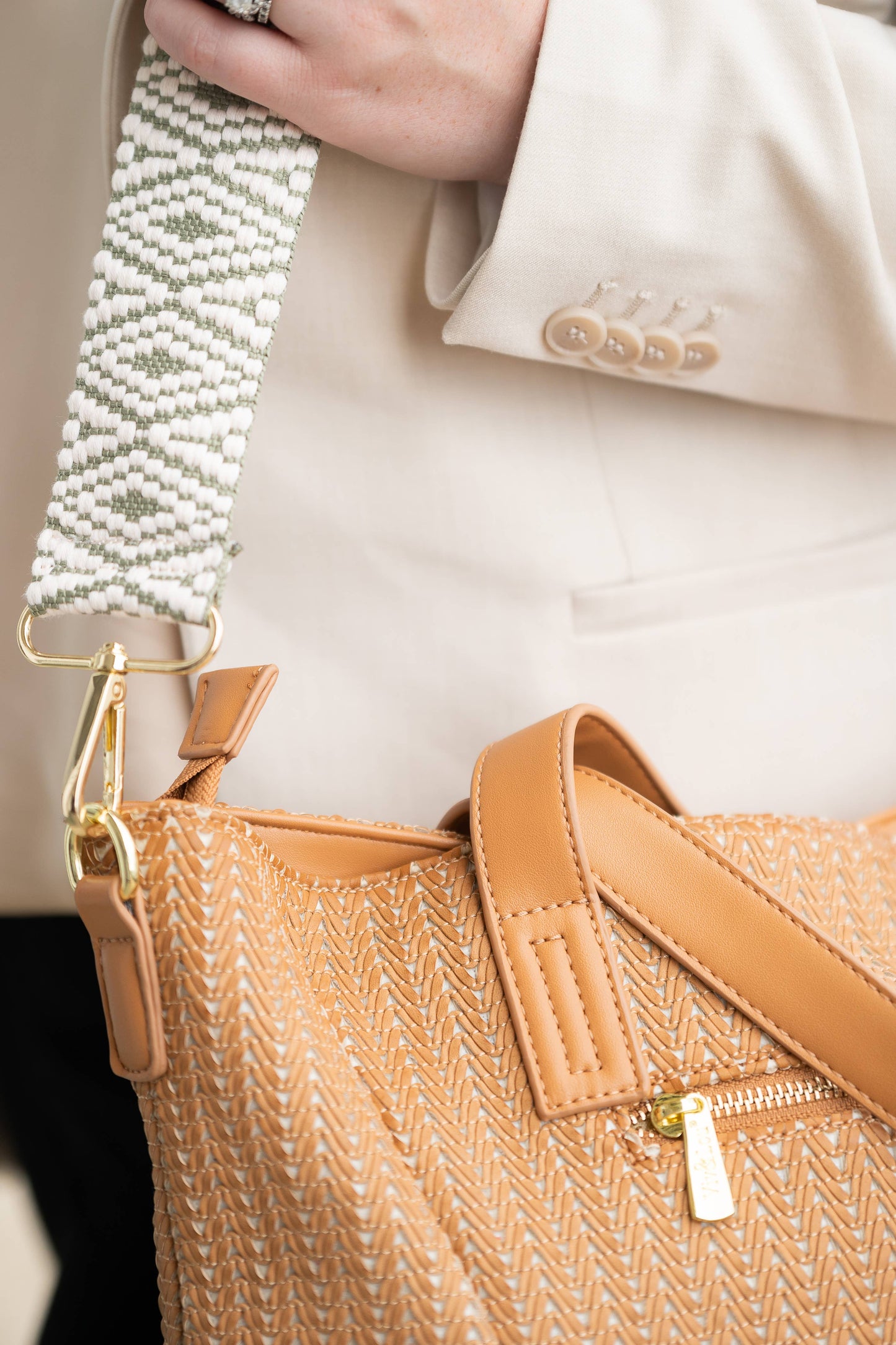 Textured Camel Audrey Purse w/Sage Diamond Crossbody