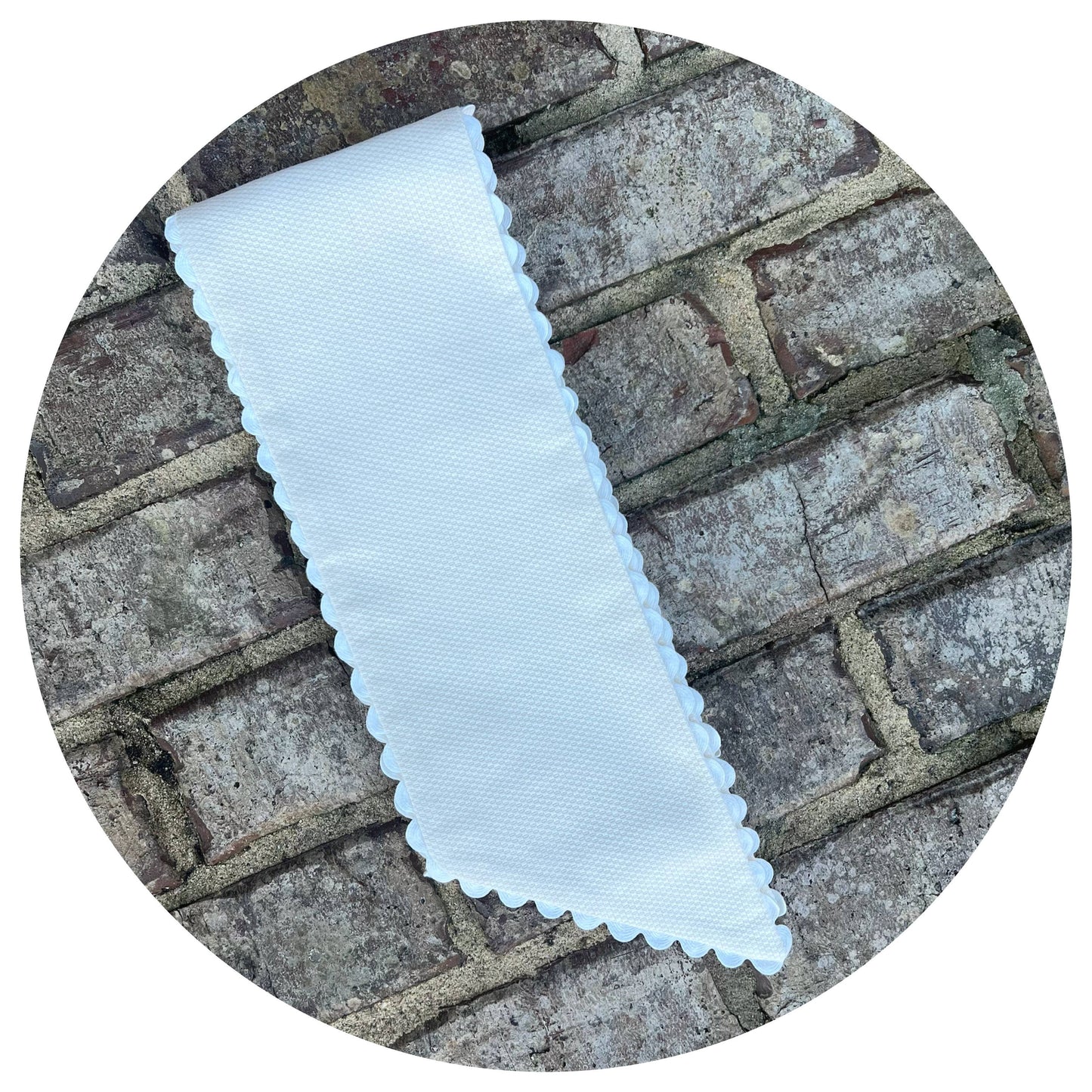 Vintage Ivory Cotton Pique Sash with Trim