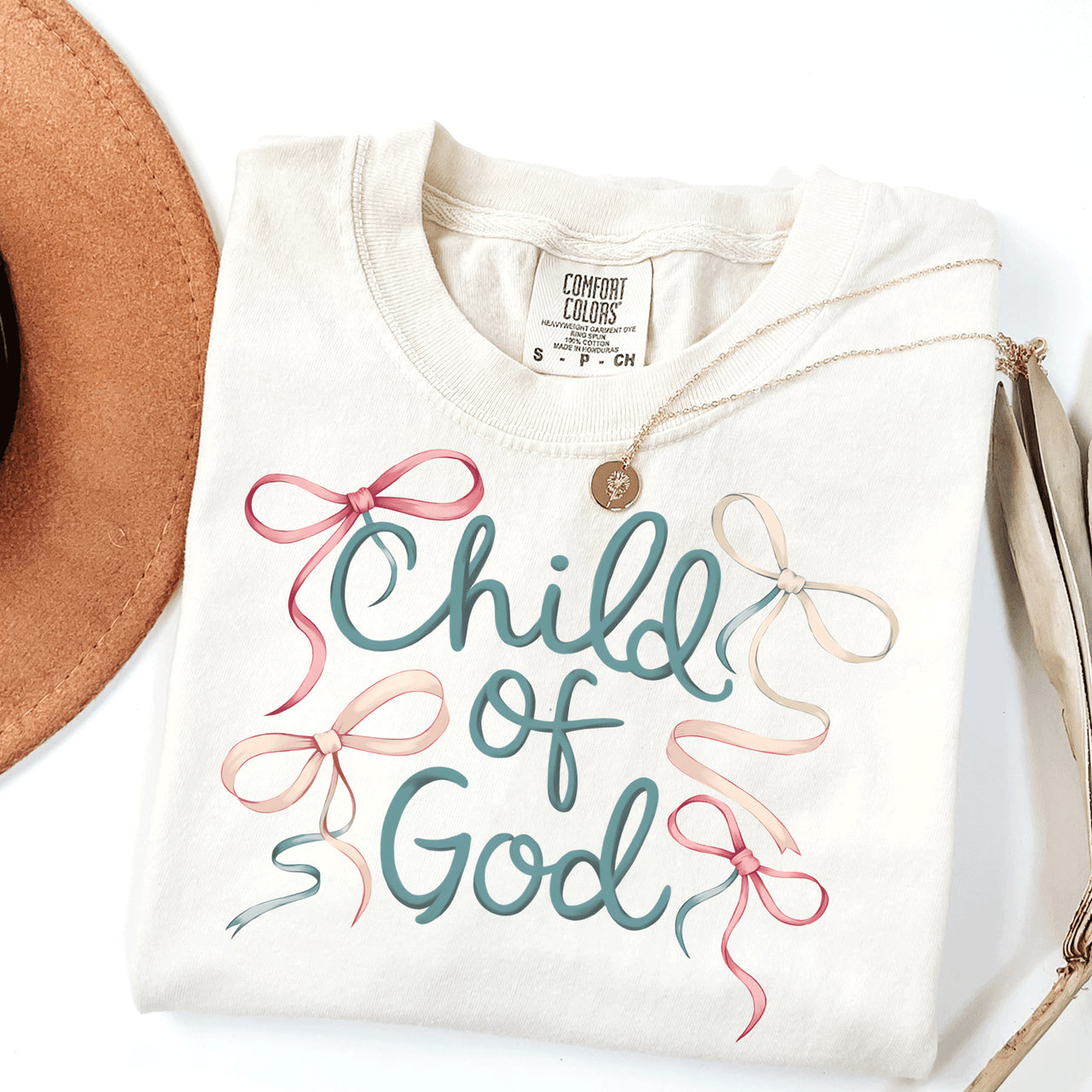 Child Of God Bow DTF Heat Transfer Short Sleeve Shirt