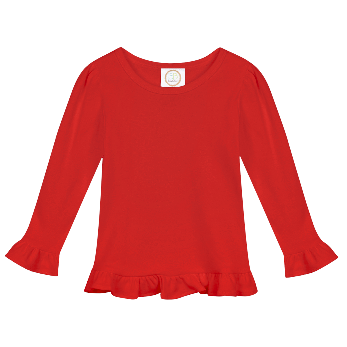 Football and Bows Game Day Girls Long Sleeve Ruffle Shirt