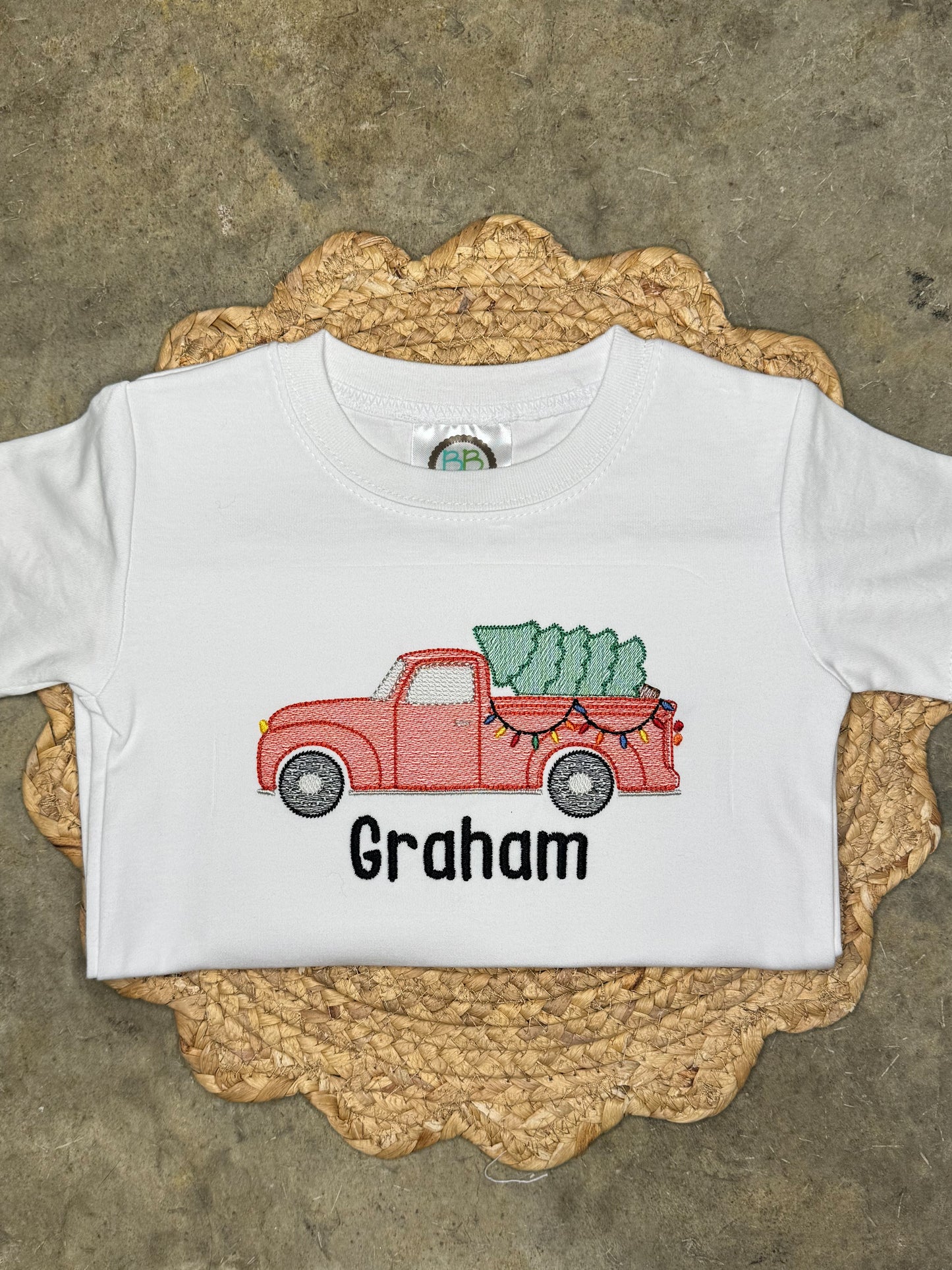 Classic Truck with Christmas Tree Short Sleeve Shirt