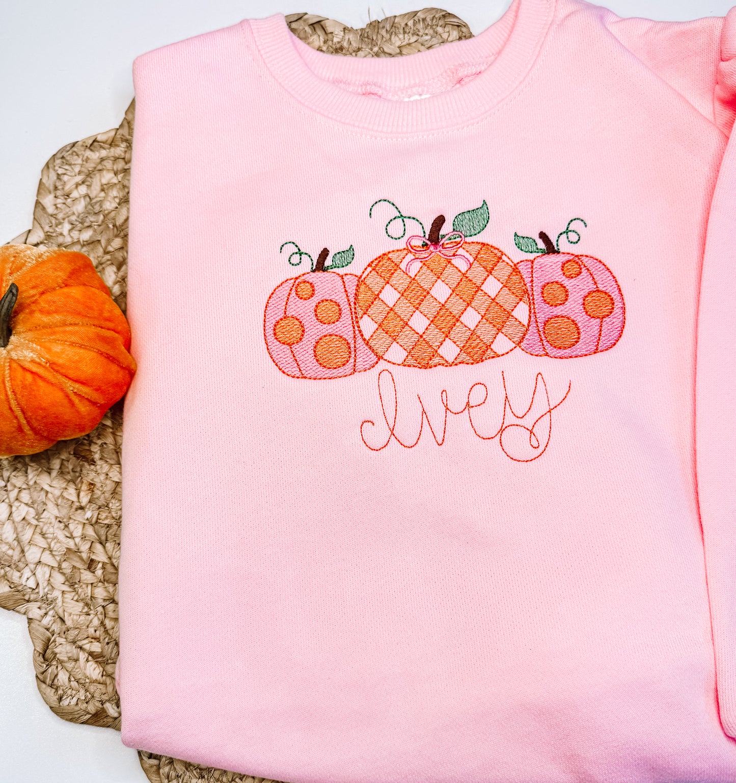 Polka Dot Gingham Pumpkin Sweatshirt