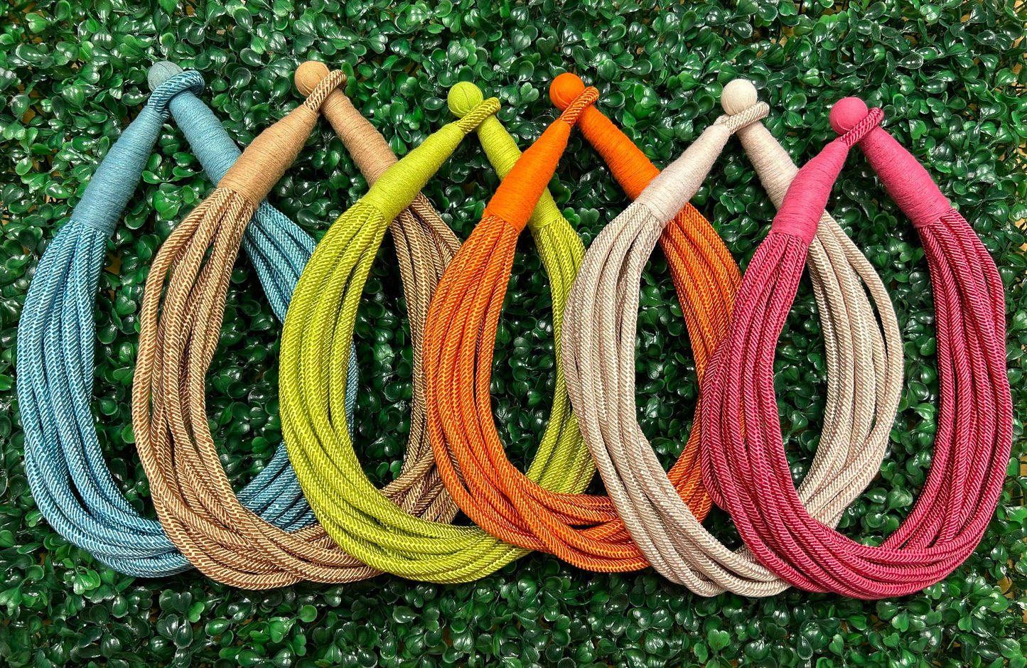 Slub 8-Strand Necklace (pink)