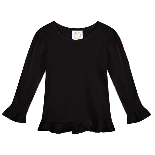Football and Bows Game Day Girls Long Sleeve Ruffle Shirt