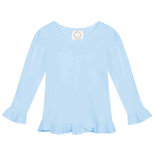 Football and Bows Game Day Girls Long Sleeve Ruffle Shirt