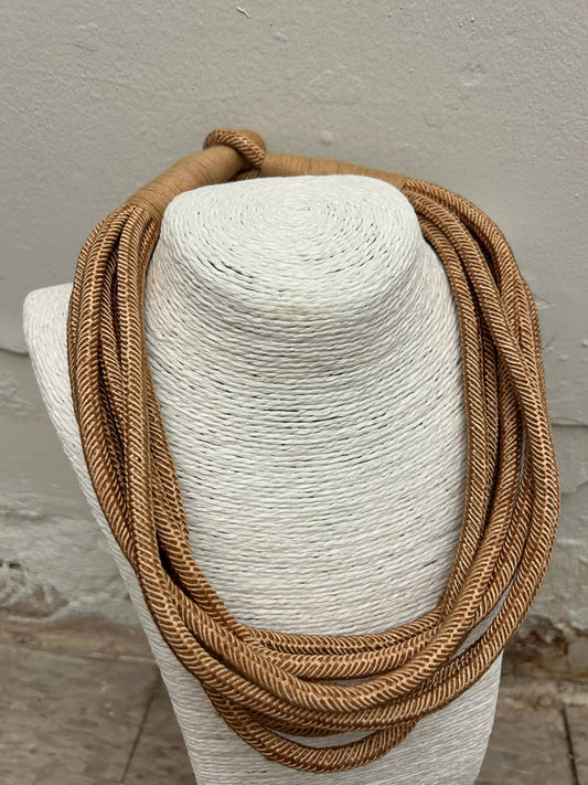 Slub 8-Strand Necklace (tan) NK189