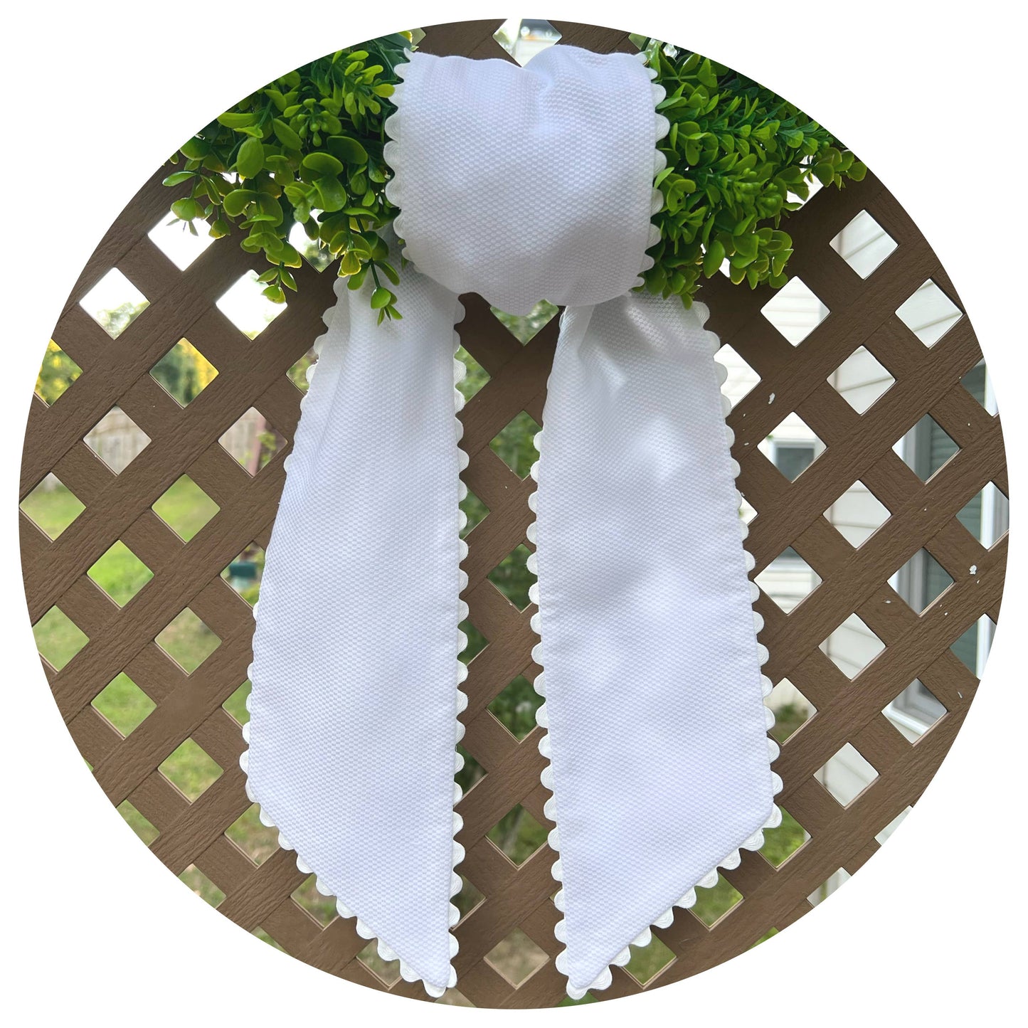 White Cotton Pique Sash with Trim