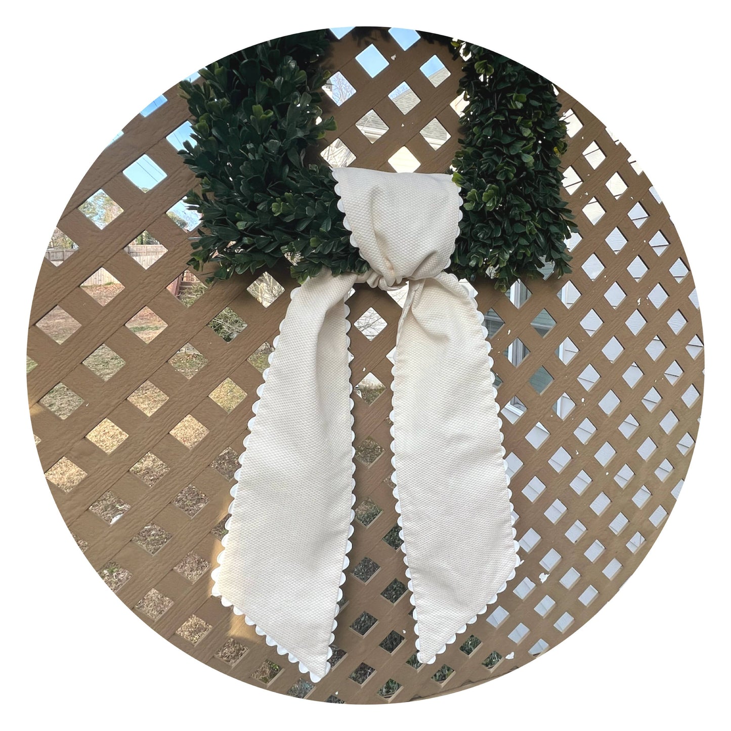 Vintage Ivory Cotton Pique Sash with Trim
