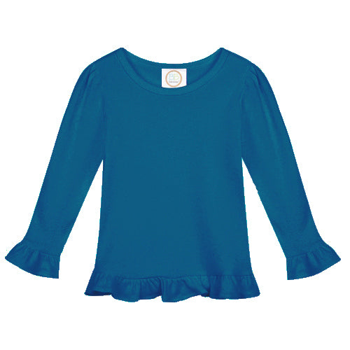 Pumpkin Bow Monogram Crest Long Sleeve Ruffle Shirt