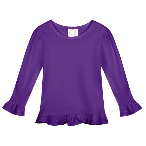 Football and Bows Game Day Girls Long Sleeve Ruffle Shirt
