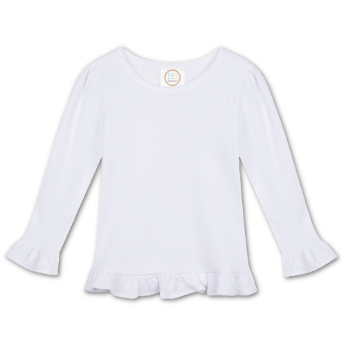 Pumpkin Bow Monogram Crest Long Sleeve Ruffle Shirt