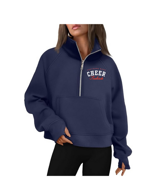 Half Zip Cropped Pullover Navy