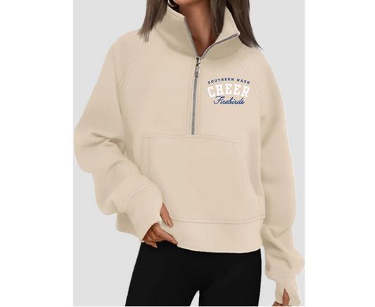 SNHS Half Zip Cropped Pullover Apricot Embroidered