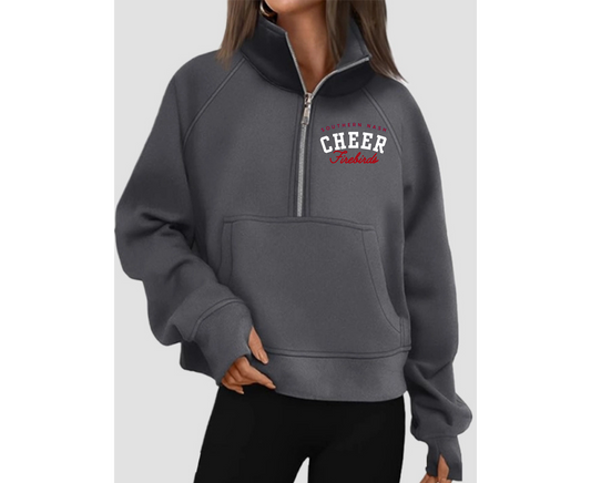 SNHS Half Zip Cropped Pullover Charcoal Embroidered
