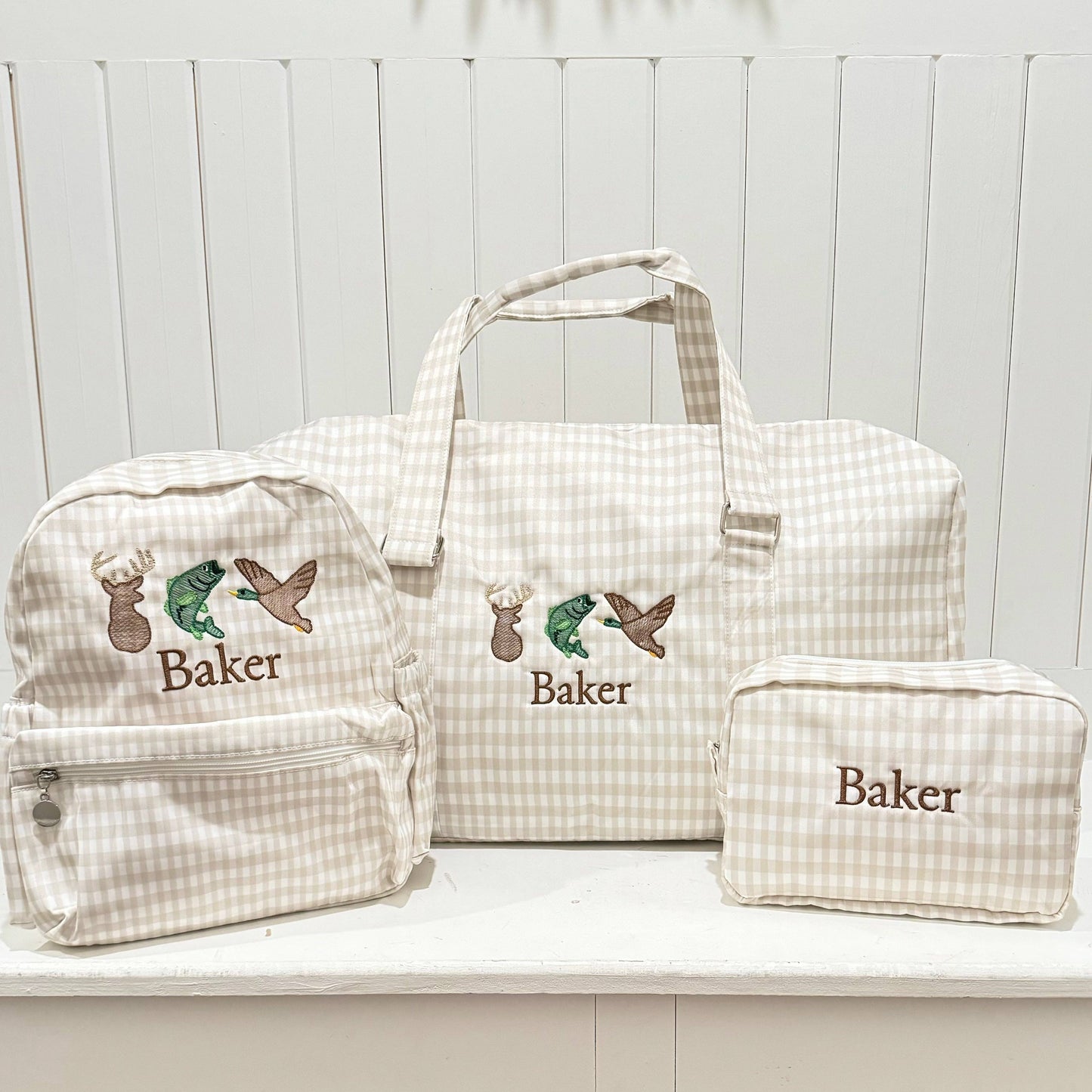 Pink Gingham Ruffle Nylon Duffle Bag