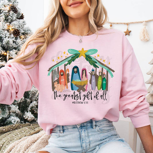 The Greatest Gift Of All Nativity Heat Transfer Sweatshirt