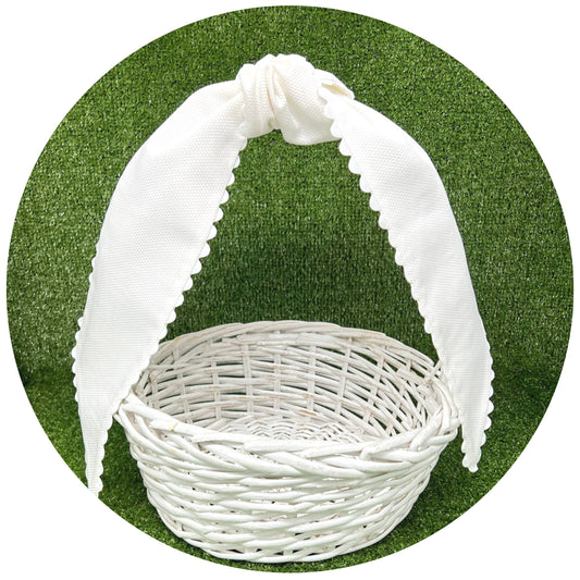 White Cotton Pique Sash with Trim