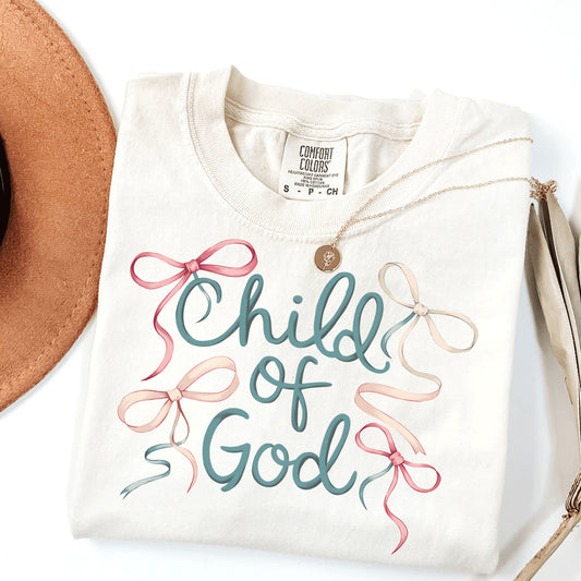 Child Of God Bow DTF Heat Transfer Short Sleeve Shirt