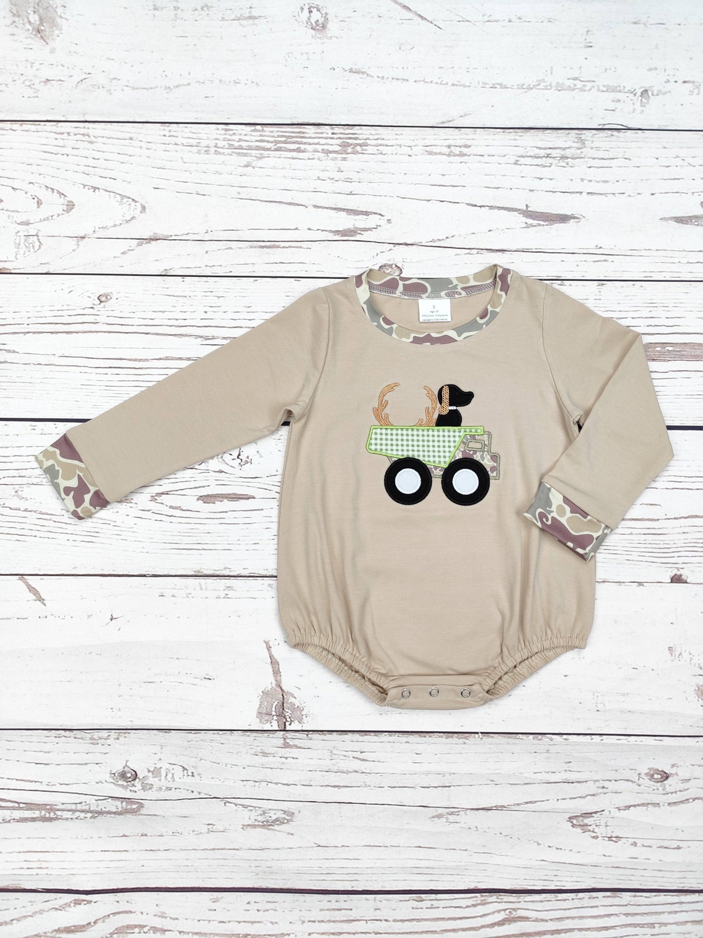 Boy Camouflage Dog Appliqué Bubble