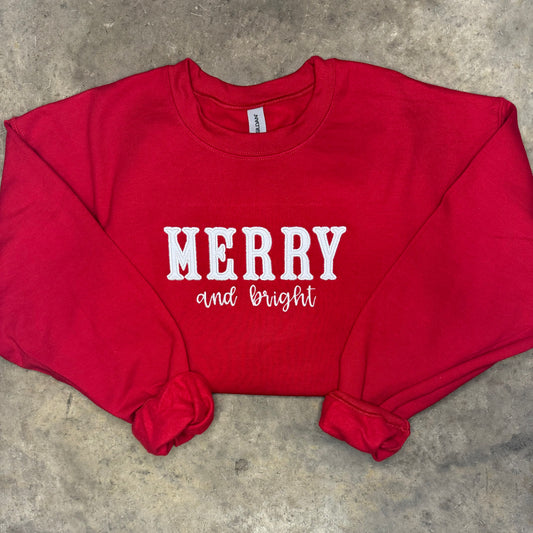 Merry and Bright Split Side Bows Sweatshirt Red