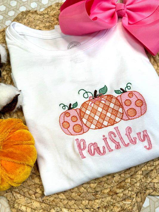 Polka Dot Gingham Pumpkin Short Sleeve Ruffle Shirt