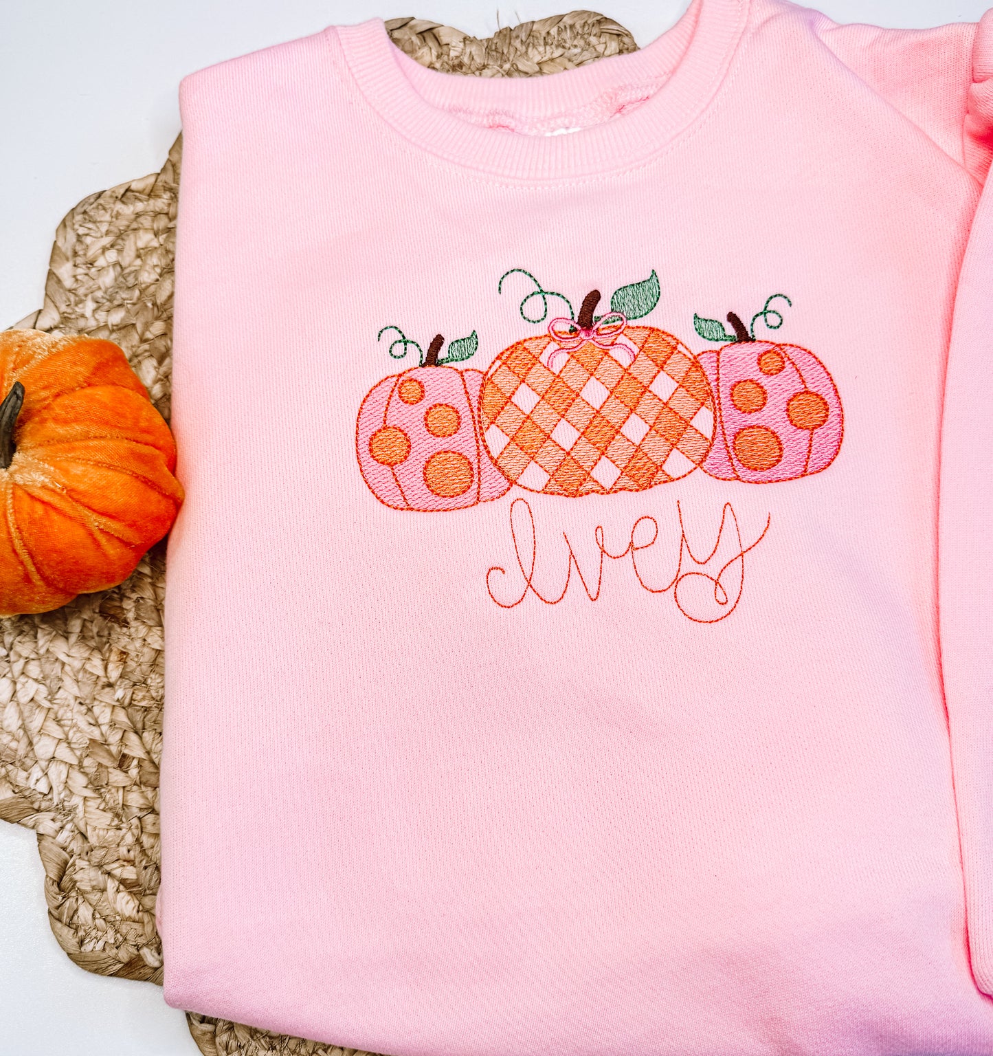 Polka Dot Gingham Pumpkin Short Sleeve Ruffle Shirt