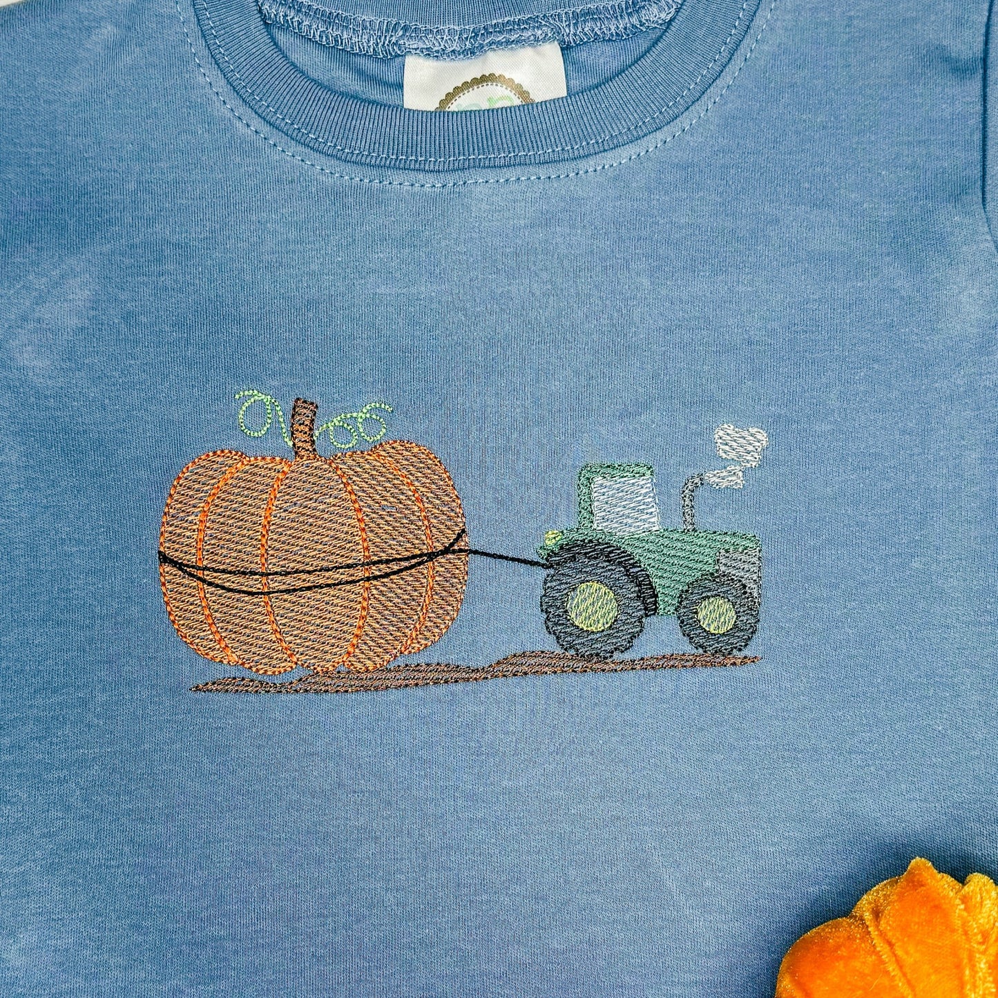 Tractor Pulling Pumpkin Short Sleeve Shirt