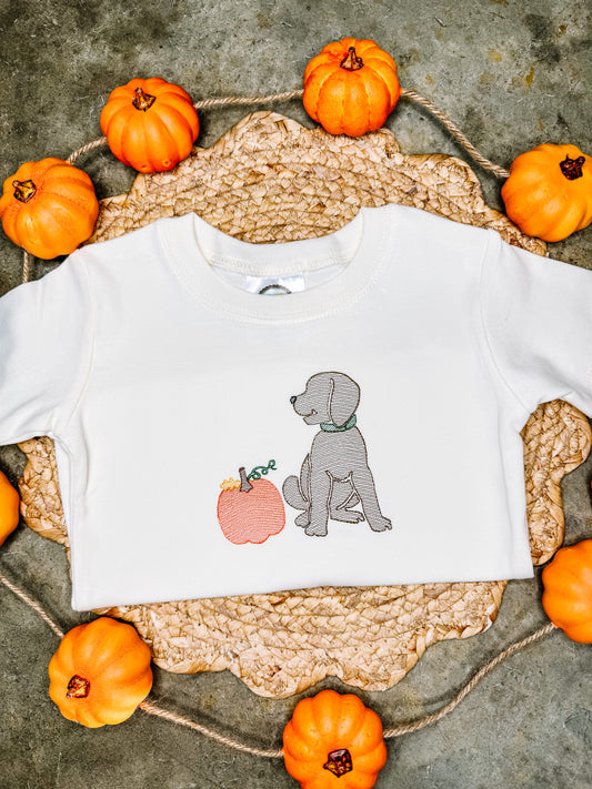 Dog and Pumpkin Short Sleeve Shirt