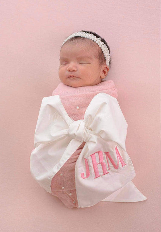 Newborn Bow Sash - WHITE