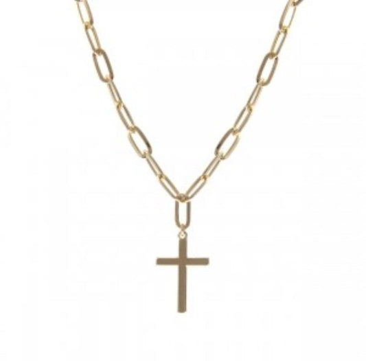 GOLDEN - Cross Charm Pendant Necklace in Gold