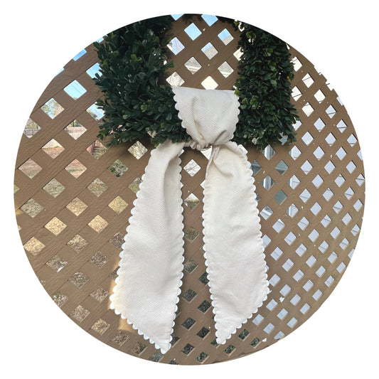 Vintage Ivory Cotton Pique Sash with Trim 